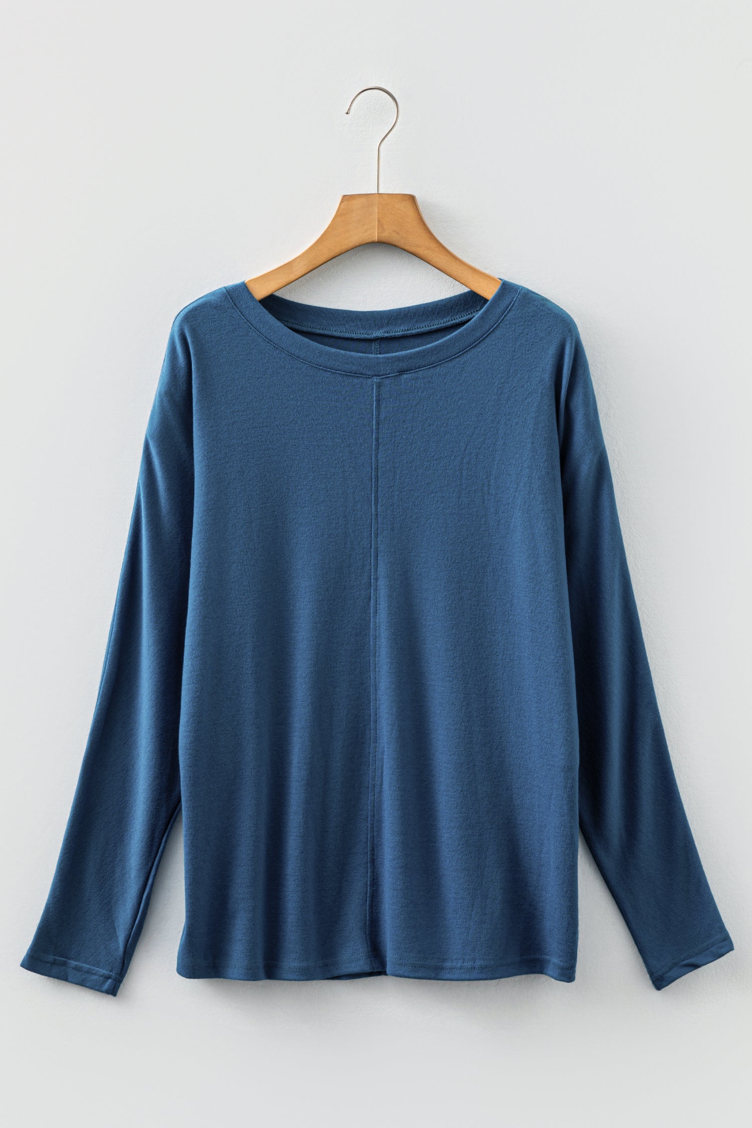 Blue Fiery Solid Color Patchwork Long Sleeve Top