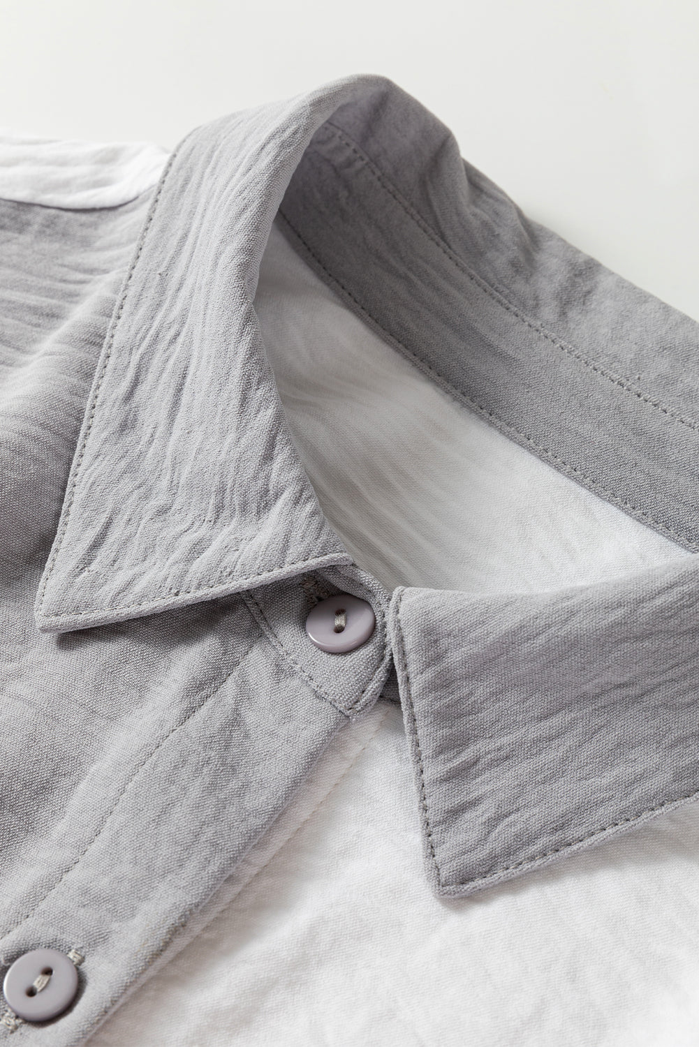 Gray Color Block/Pure Color Patch Pocket Shirt
