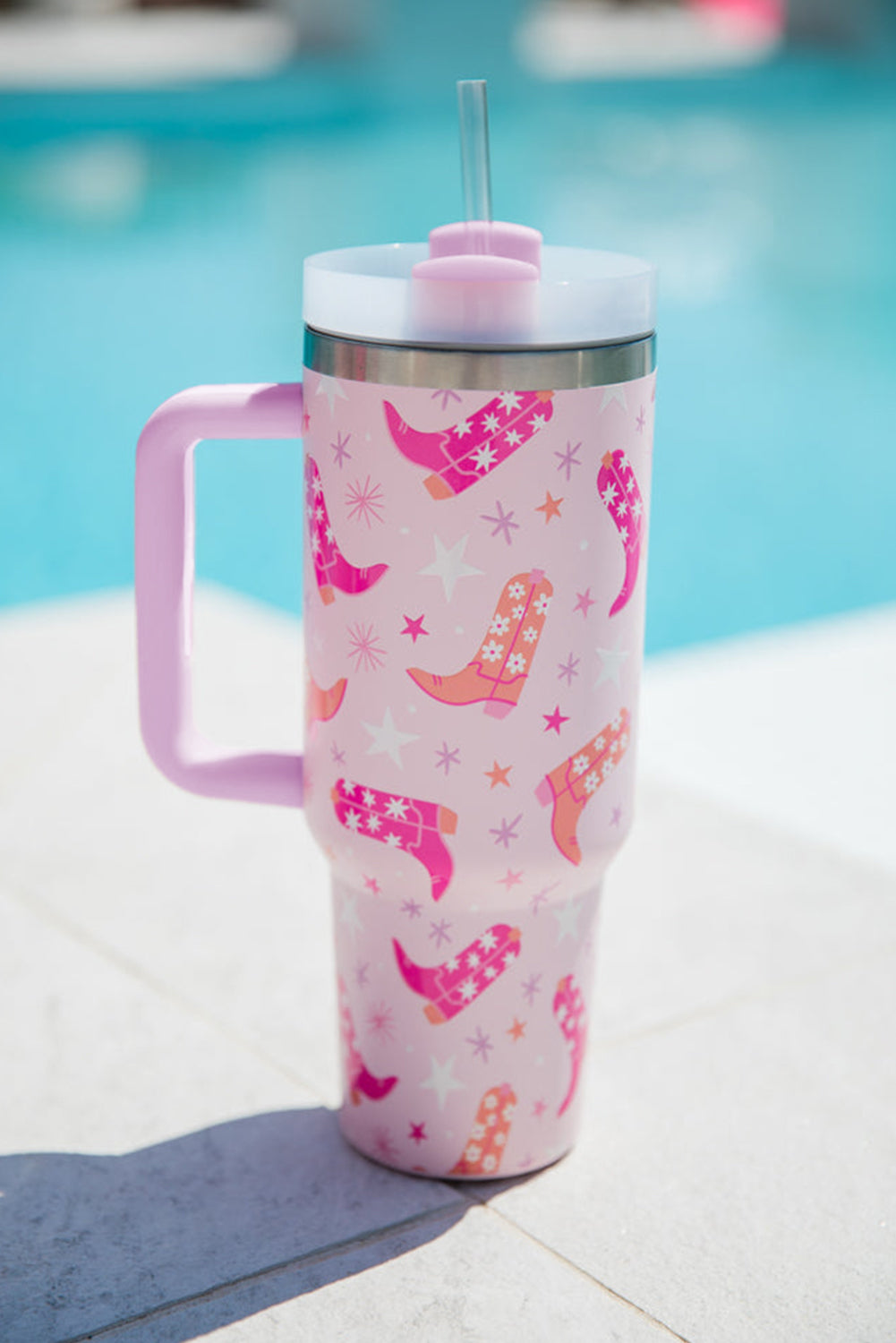 Sachet Pink Western Boot Tumbler with Straw 40oz