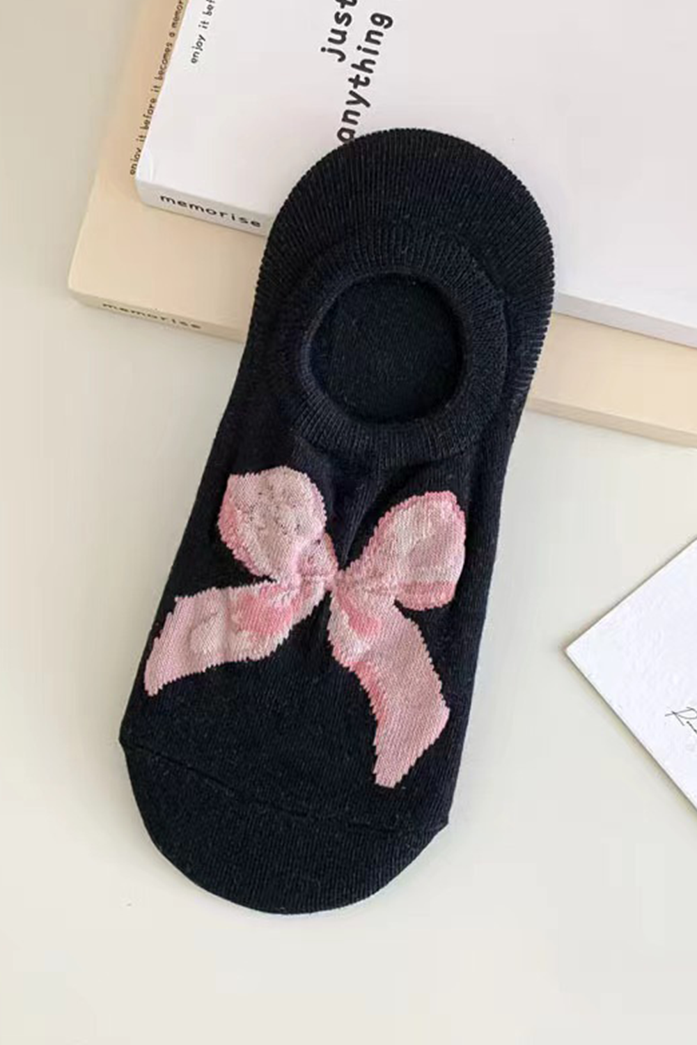 Black Bow Knot Soft No Show Socks