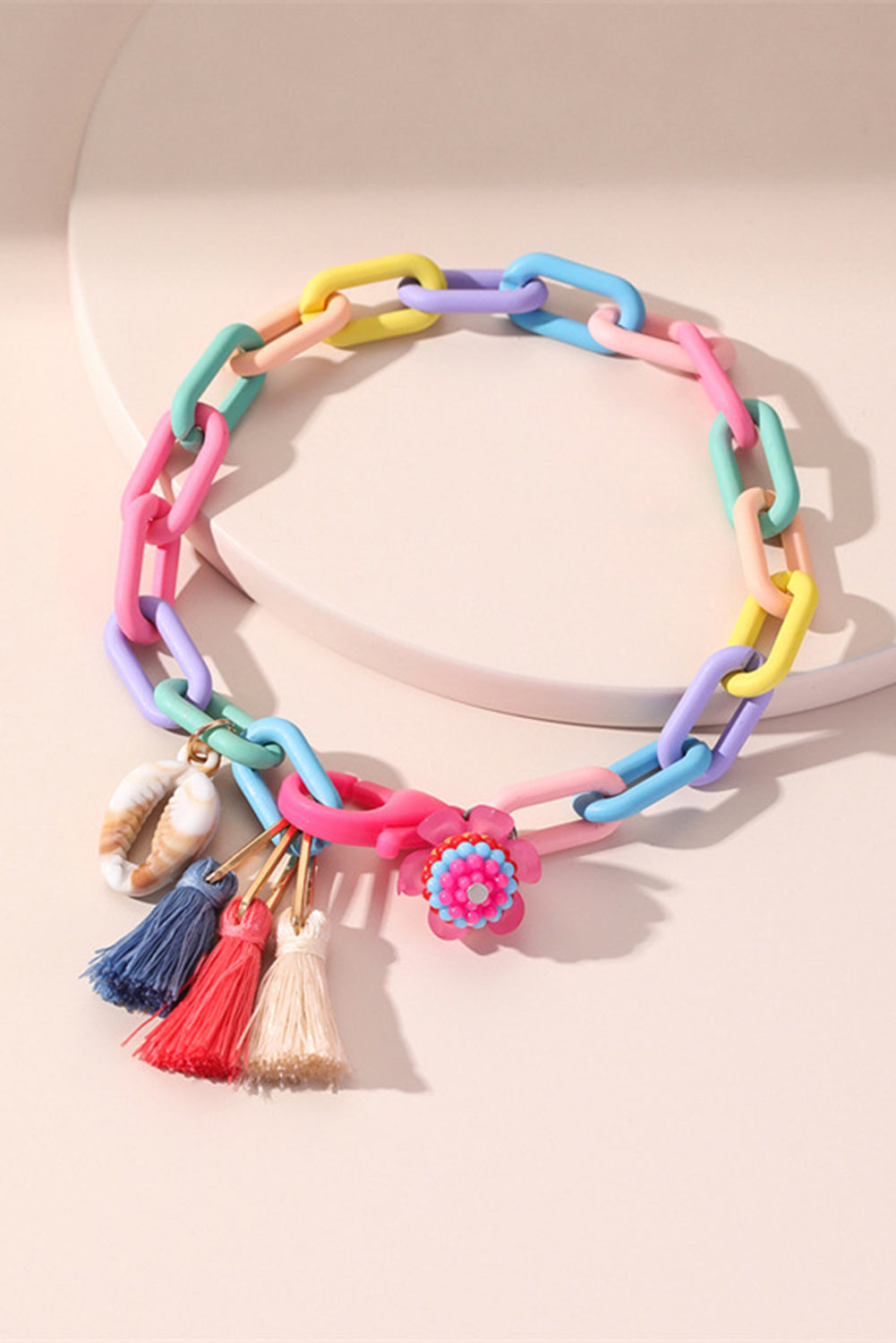 Bonbon Shell Tassel Colorful Chain Link Adjustable Anklet