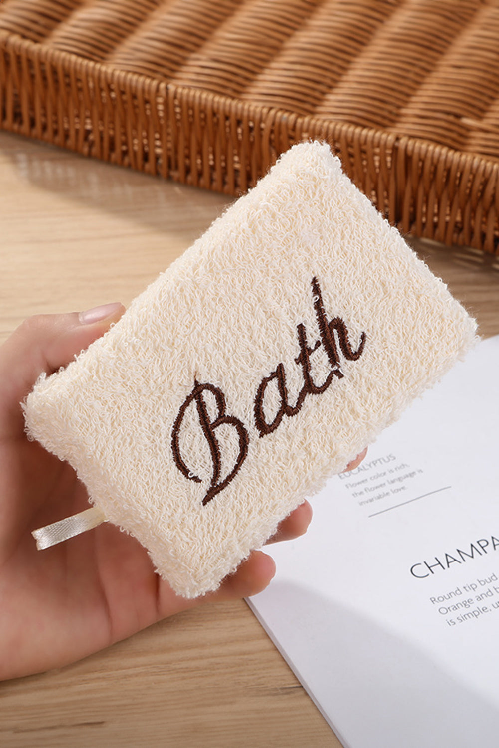 White 1pcs Loofah Sponge Bath Wipe