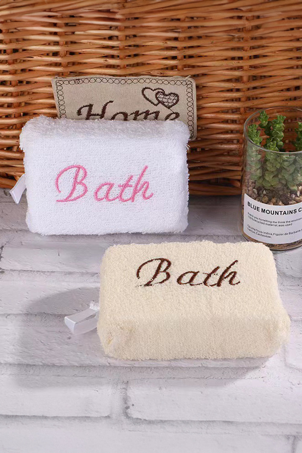 White 1pcs Loofah Sponge Bath Wipe