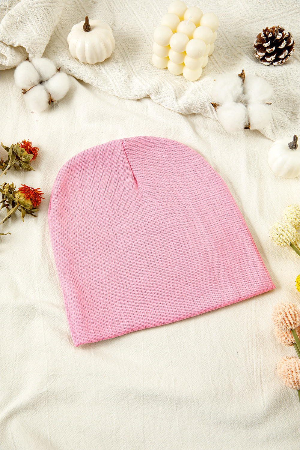 Pink Ribbon Bow Print Soft Knit Beanie