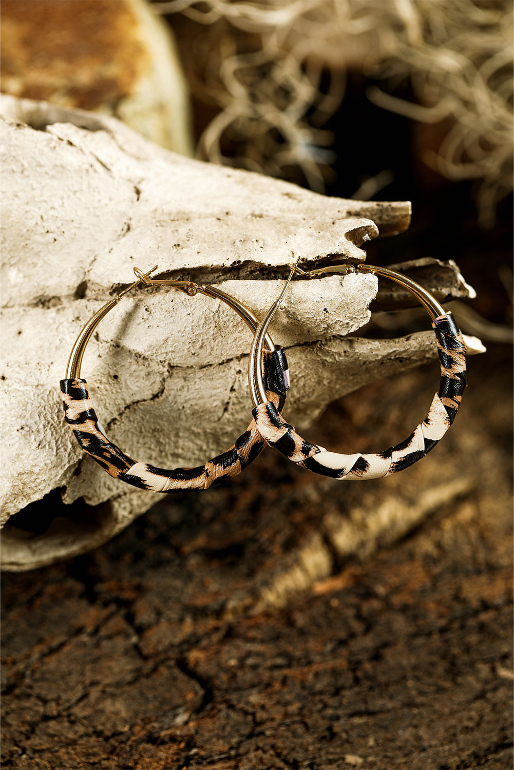 Gold Plated Leopard Detail Hoop Earrings