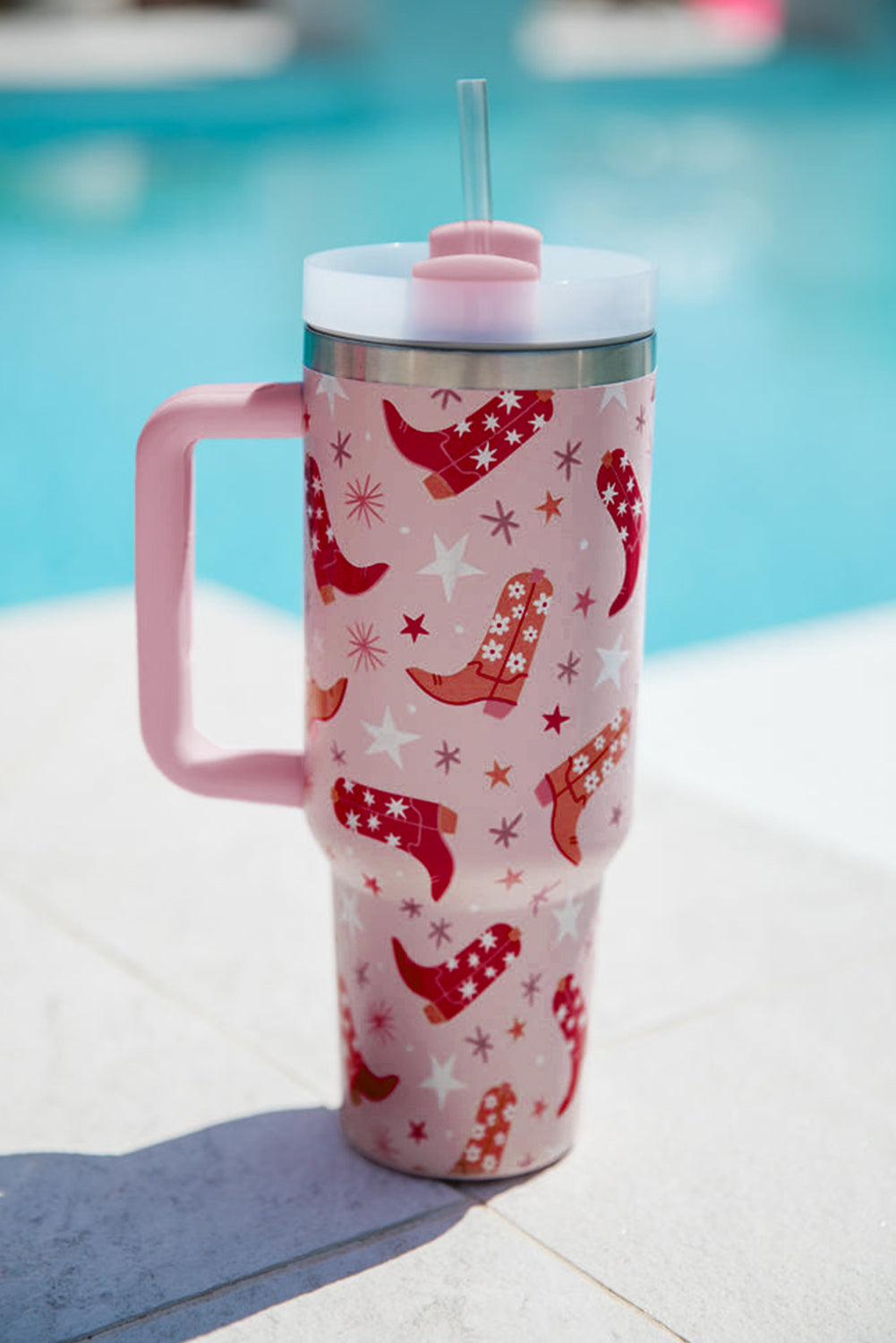 Sachet Pink Western Boot Tumbler with Straw 40oz