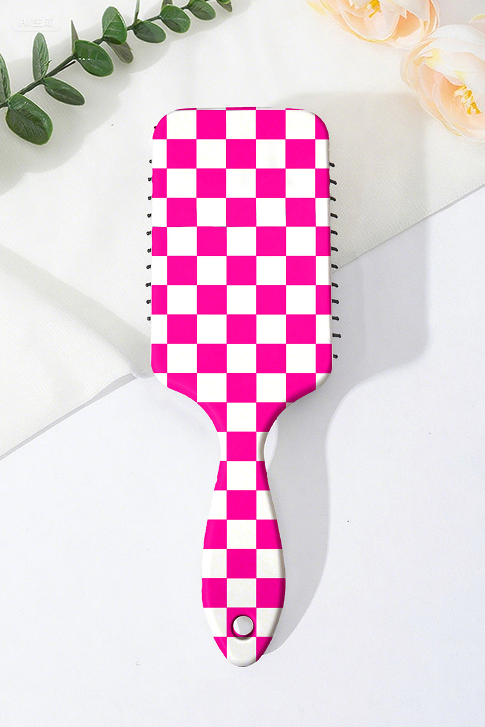 Bright Pink 1pc Checkered Pattern Air Cushion Comb with Customized Color Options