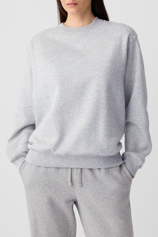 Light Grey Plain Drop Shoulder Crewneck Pullover Sweatshirt