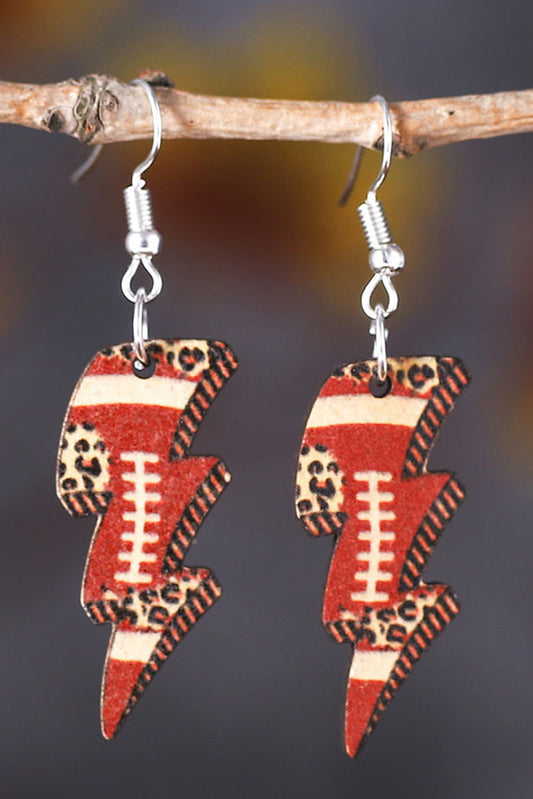 Multicolour Rugby Leopard Print Lightening Shape Earrings