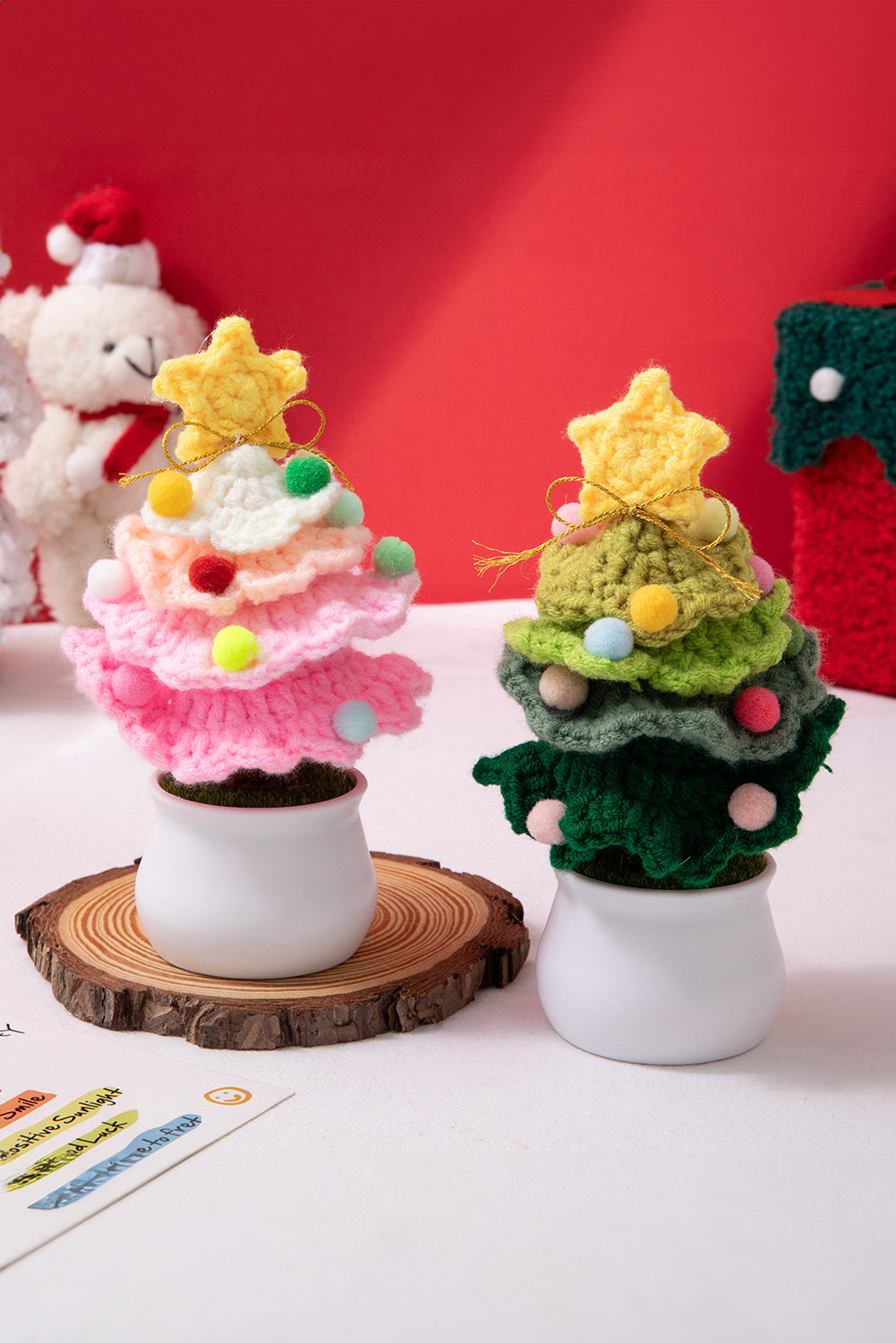 Light Green Crochet Christmas Tree with Pot Cute Home Decoration