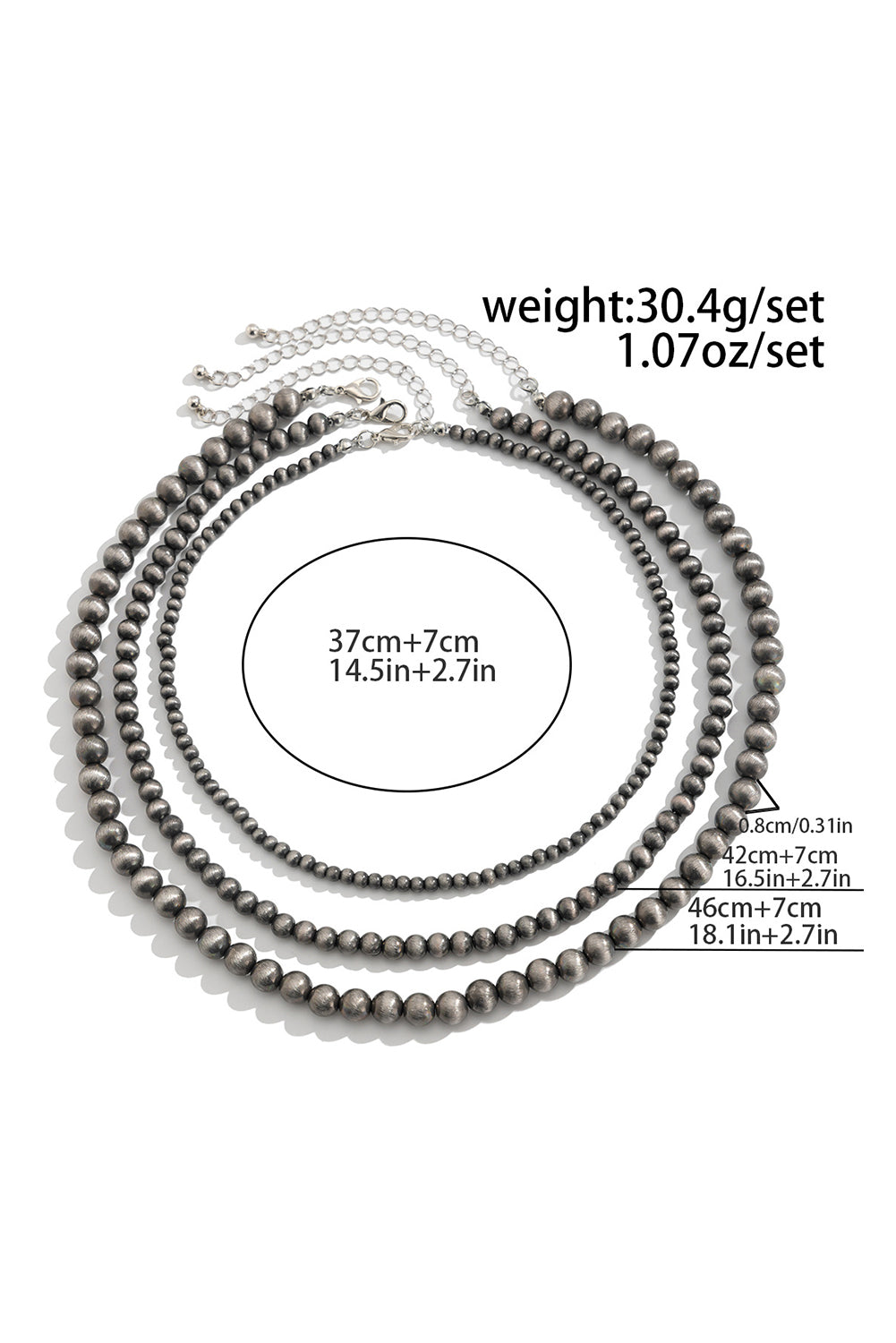 Bristol Black 3pcs Antique Beaded Tribal CCB Necklace Set