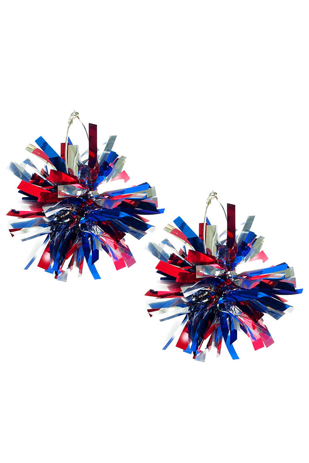 Dark Blue 4th of July Celebration Tinsel Earrings