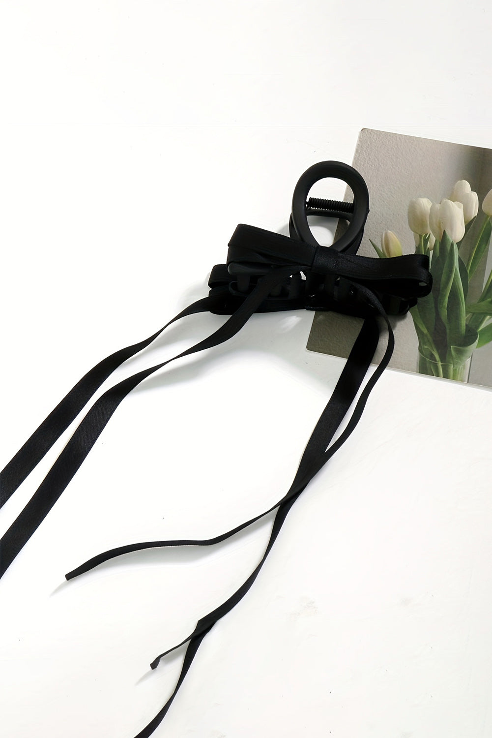 Black Ribbon Long Tail BowKnot Clip