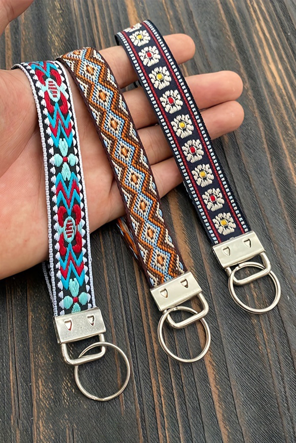 Chestnut Western Pattern Knitted Wristband Keychain