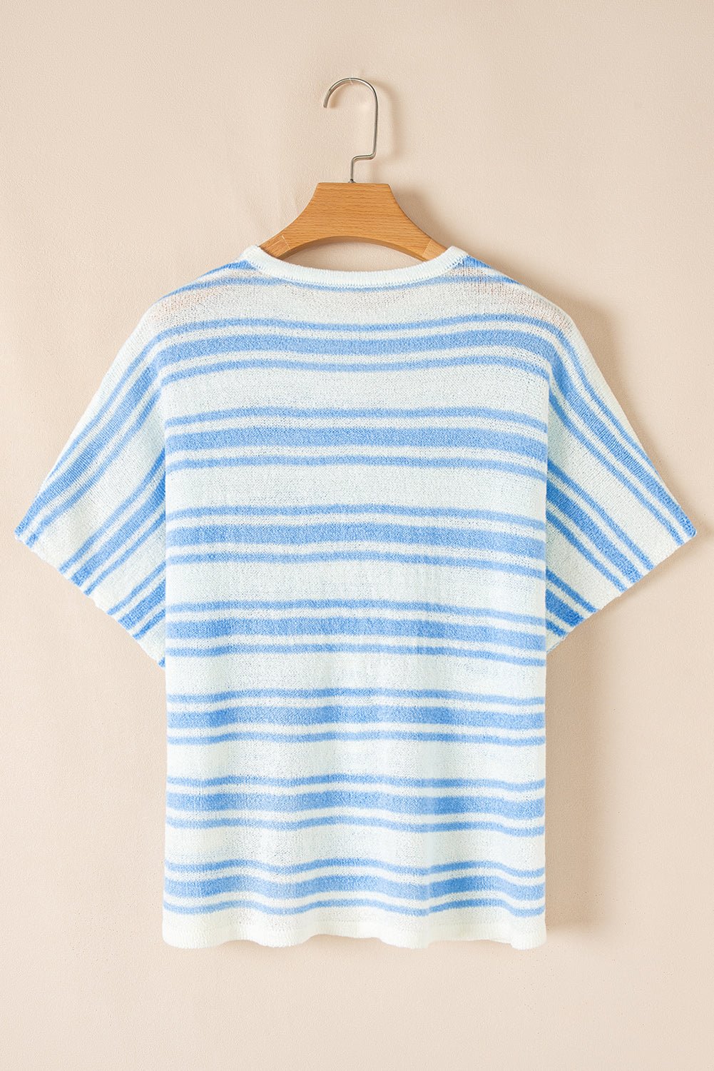 Sky Blue Stripe Boxy Fit Wide Sleeve Sweater T Shirt