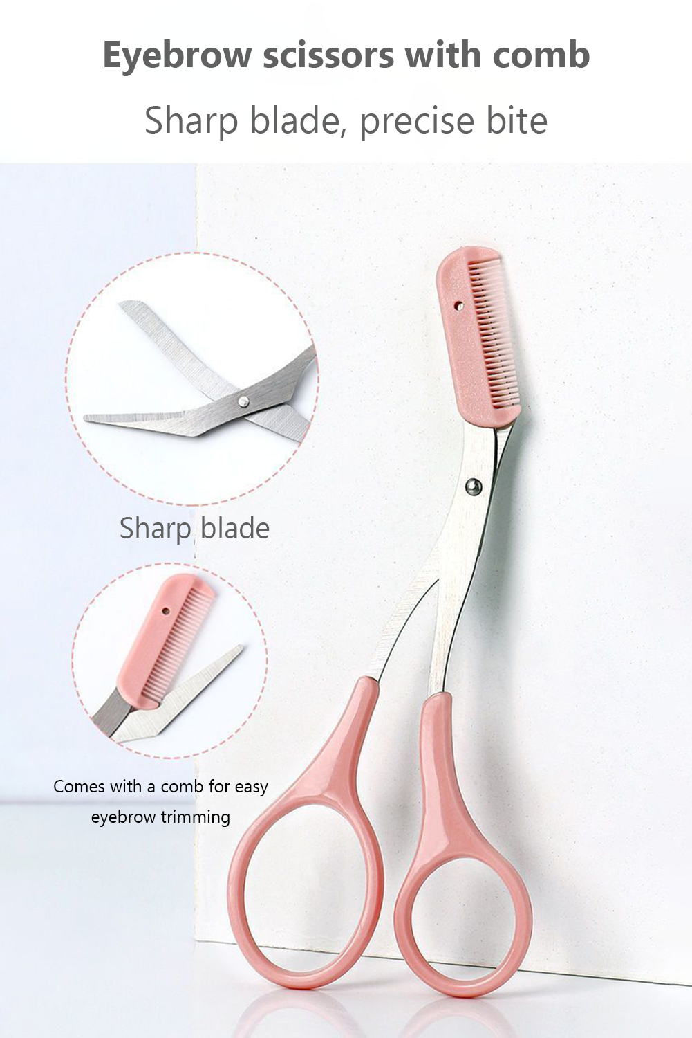 Light Pink 2pcs Eyebrow Trimming Tool Set