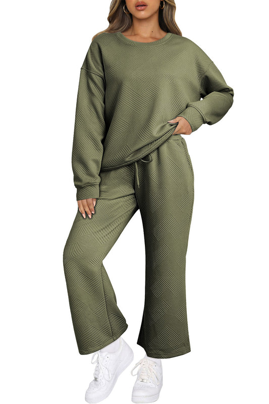 Guacamole Green Ultra Loose Textured 2pcs Slouchy Outfit
