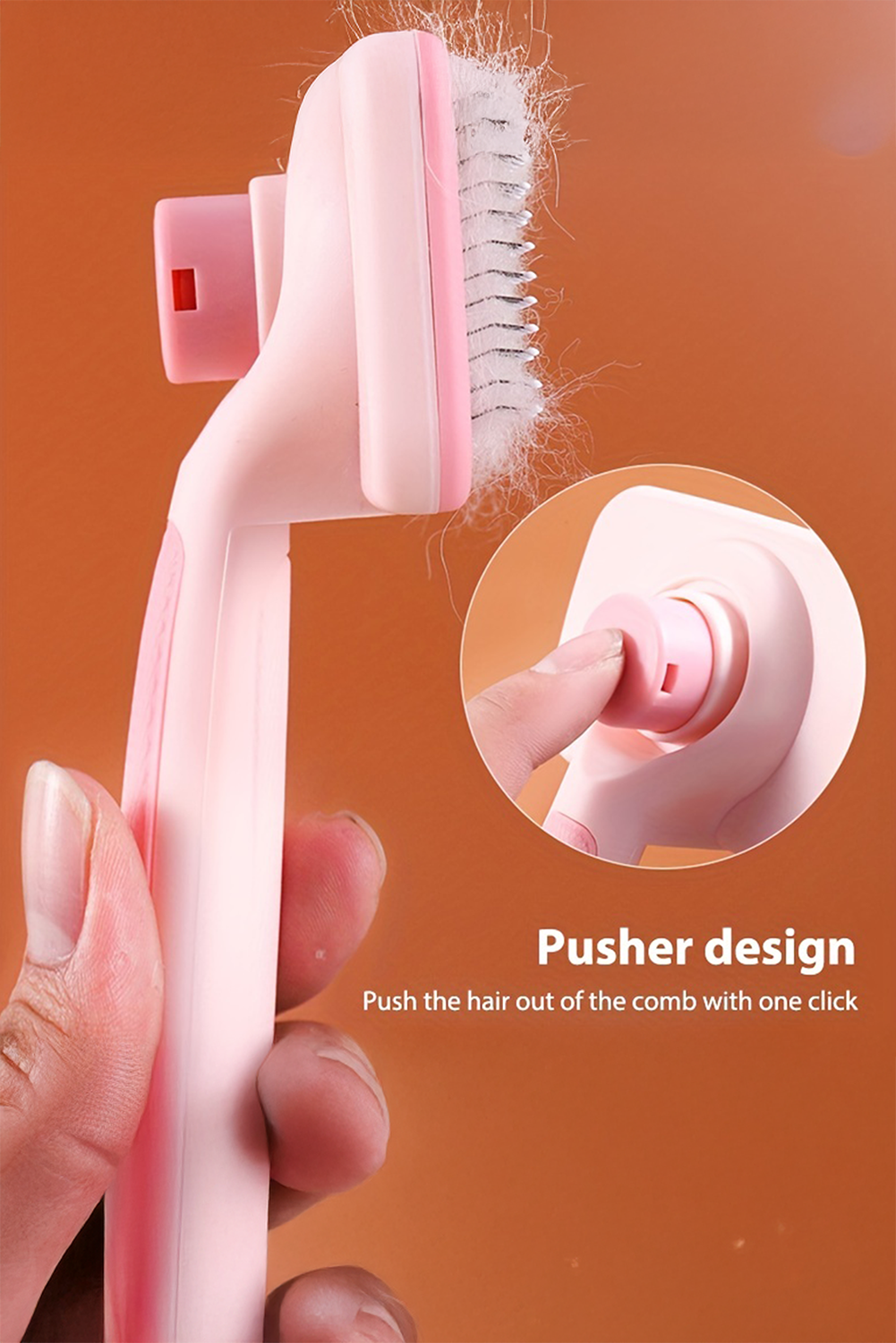 Pink Self Cleaning Gently Grooming Brush Pet Comb