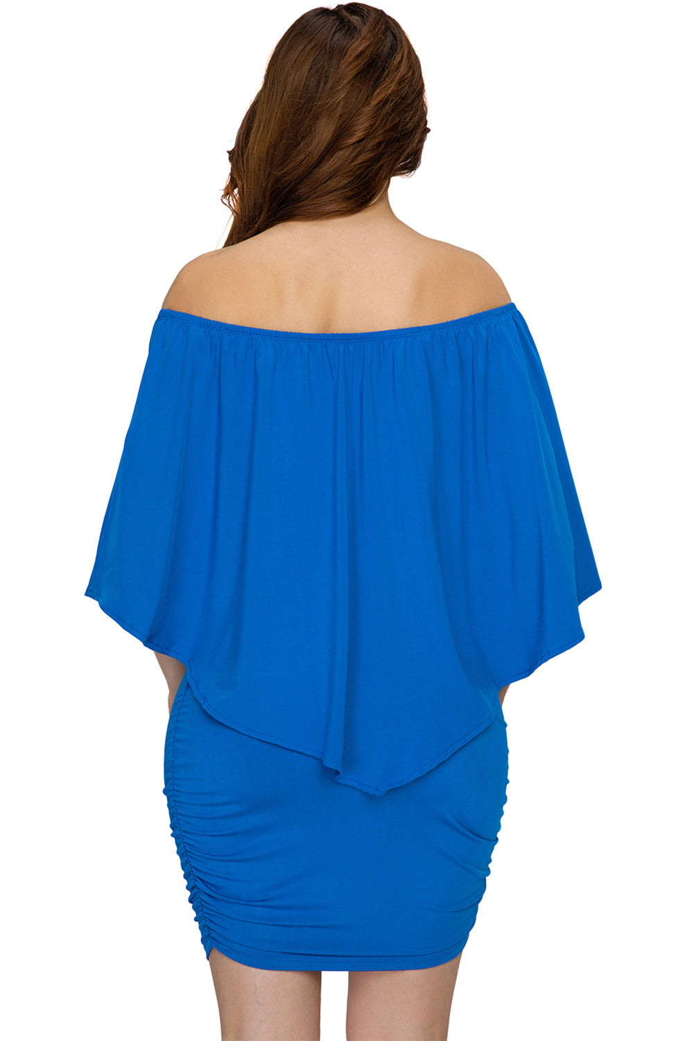 Multiple Dressing Layered Blue Mini Poncho Dress