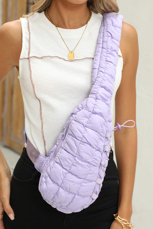 Wisteria Marshmallow Quilted Drawstring Decor Sling Bag