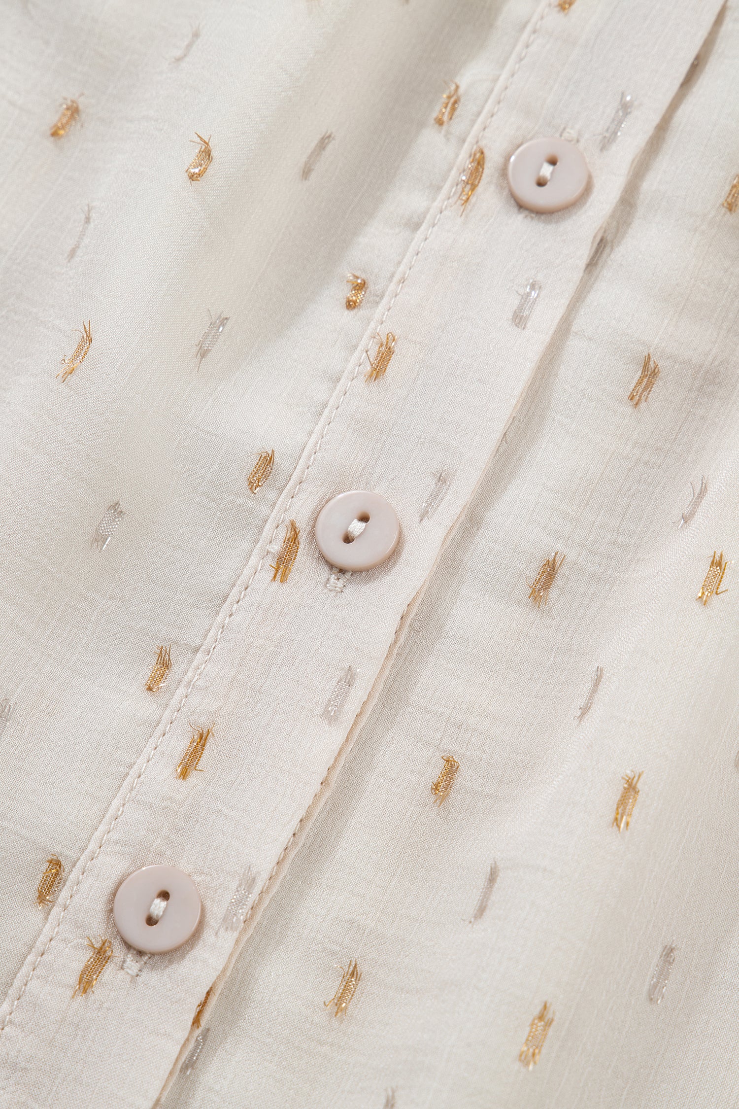 Beige Metallic Jacquard Short Sleeve Shirt