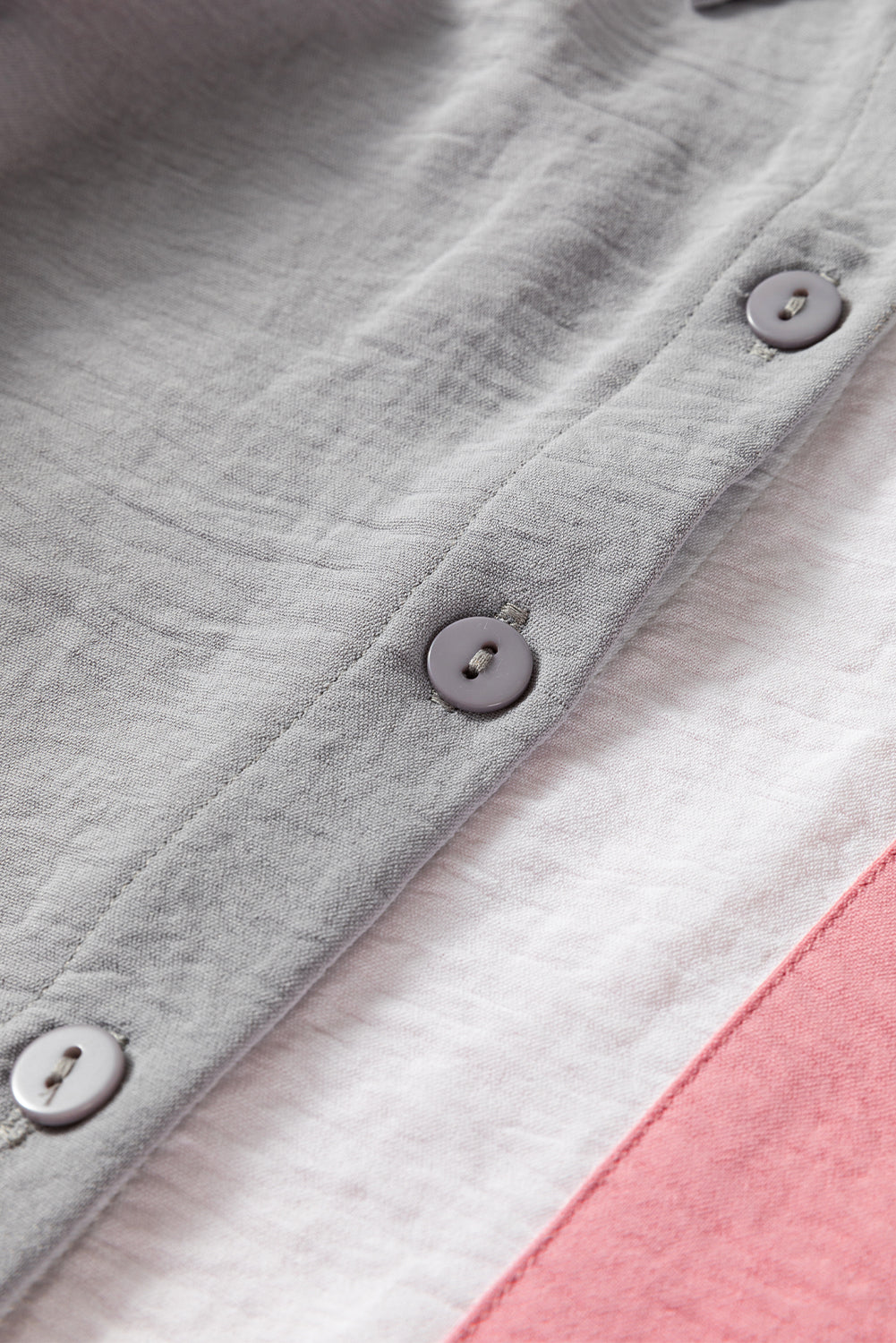 Gray Color Block/Pure Color Patch Pocket Shirt