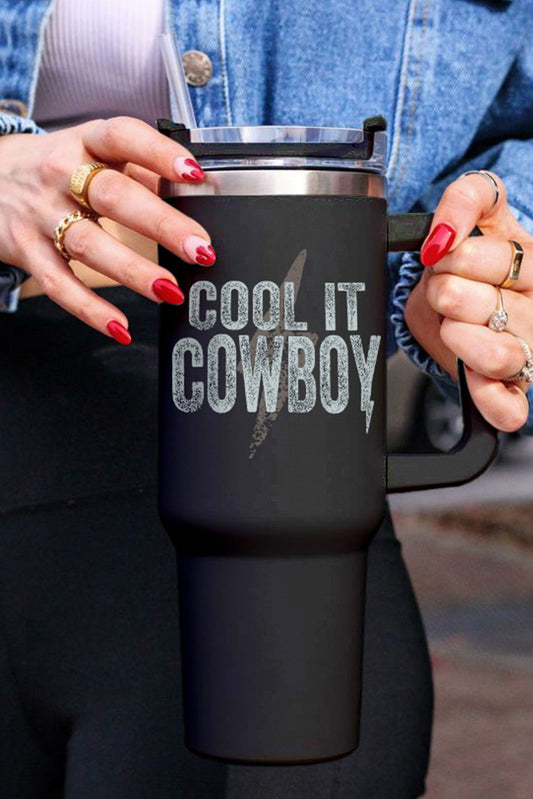 Black COOL IT COWBOY Lightning Print Stainless Steel Insulate Cup 40oz