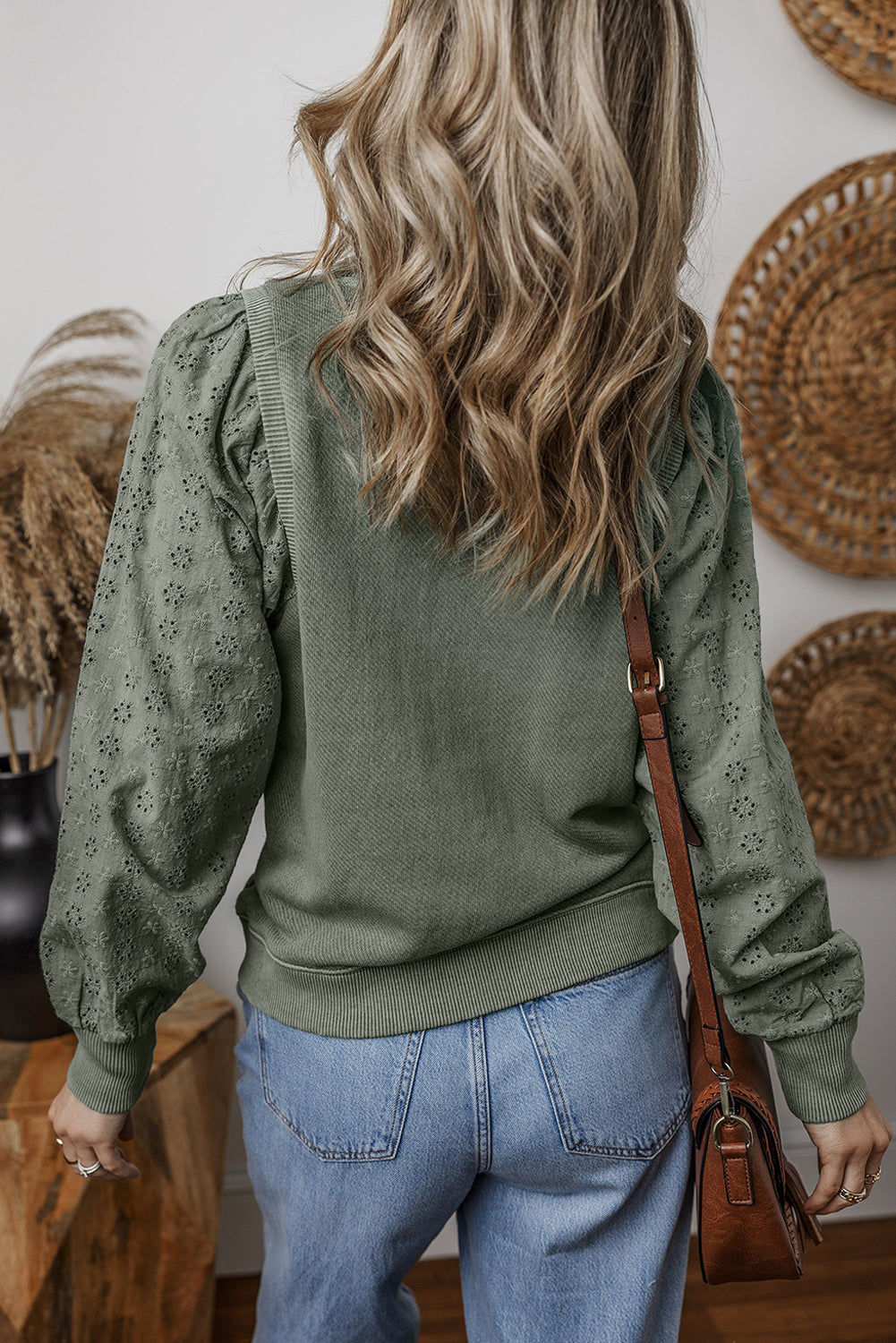 Casual Textured Patchwork Round Neck Sweatshirt