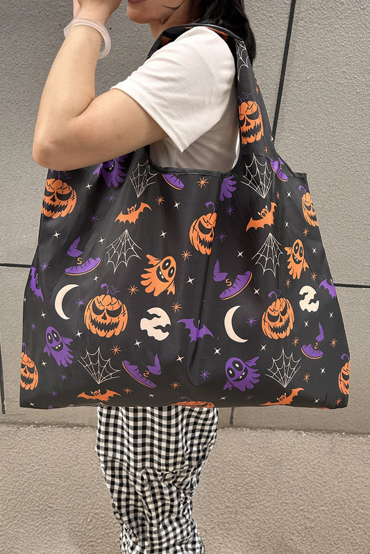 Black Goth Halloween Oxford Cloth Large Capacity Foldable Tote Bag
