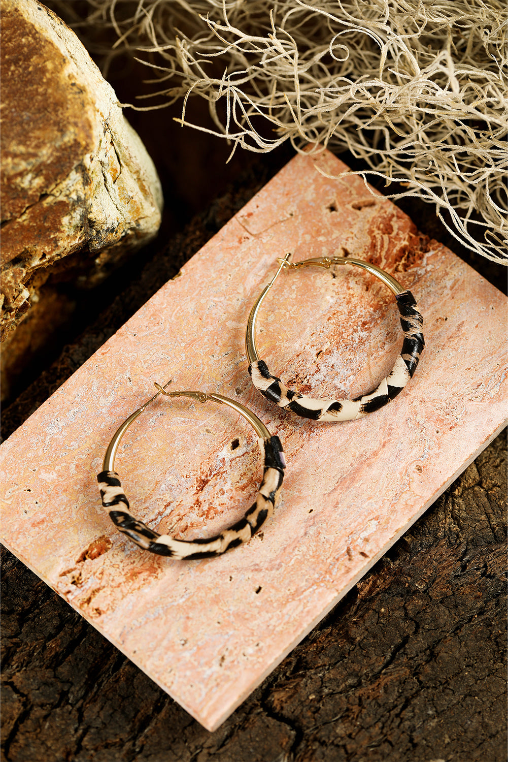 Gold Plated Leopard Detail Hoop Earrings