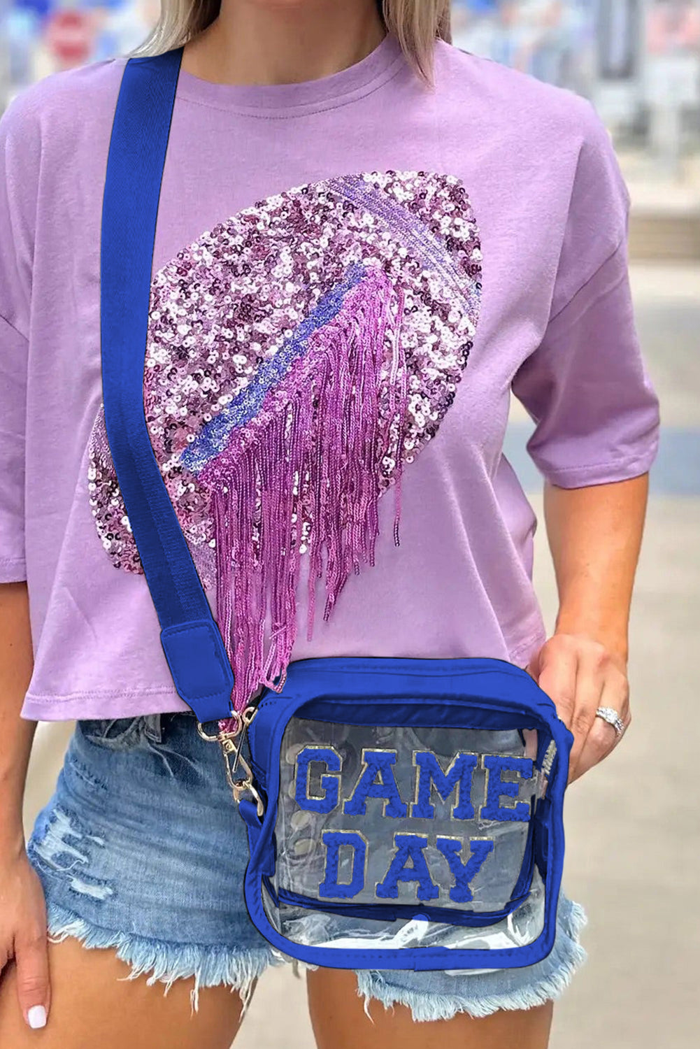 Dark Blue GAME DAY Rugby Football Clear Shoulder Bag