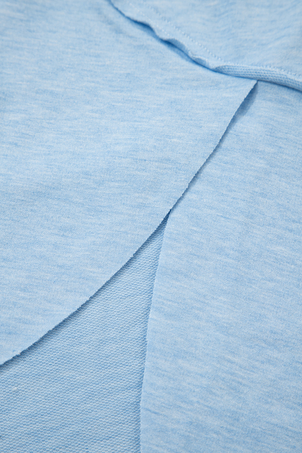 Myosotis Notched Neck Terry Raw Hem Long Sleeve Top