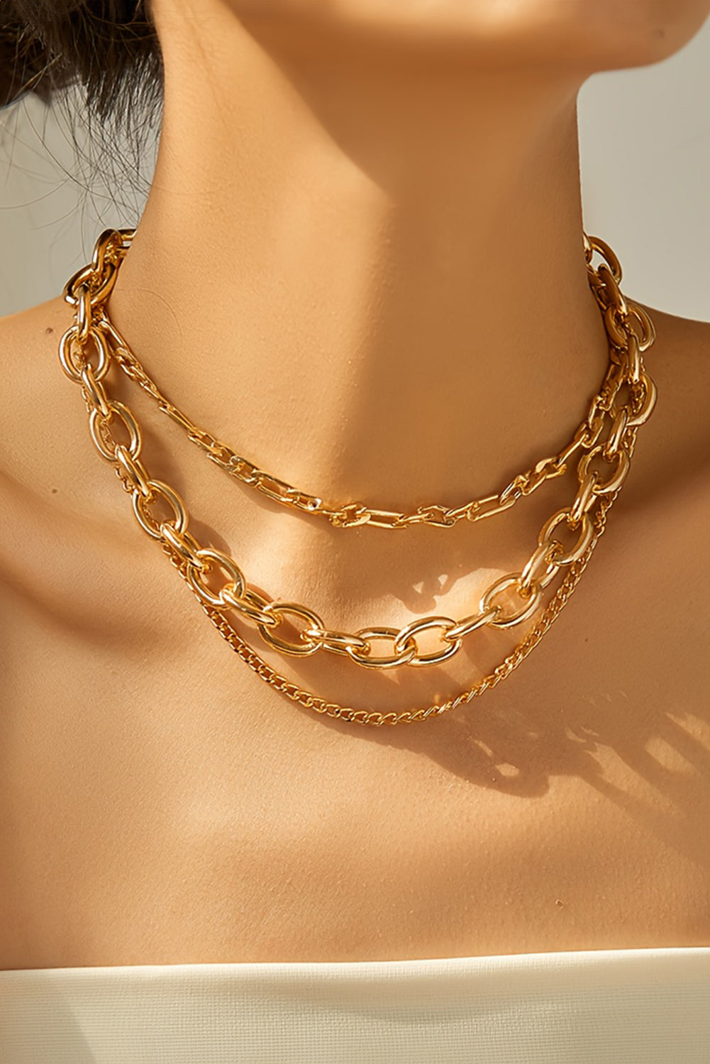 Gold Plated Chain 3pcs Necklace Set