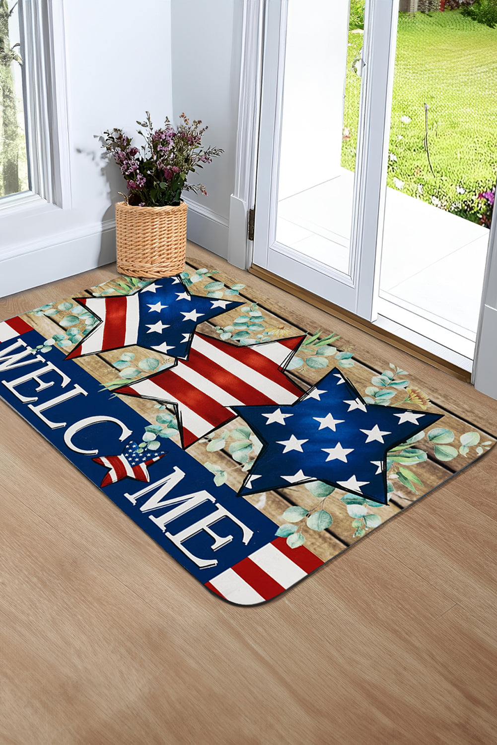 Dark Blue WELCOME American Flag Print Non-slip Entrance Mat