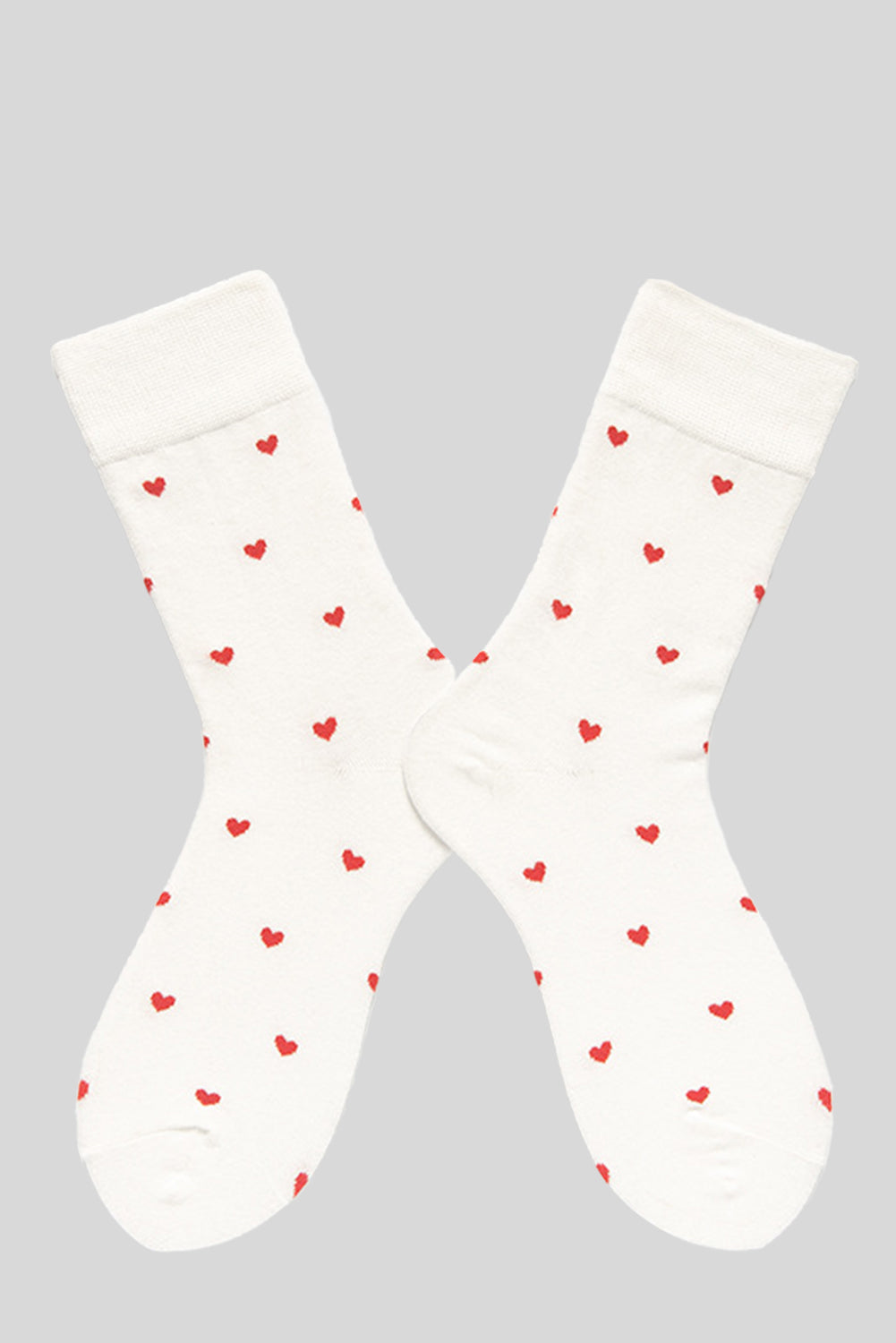 White Valentines Heart Pattern Cotton Socks