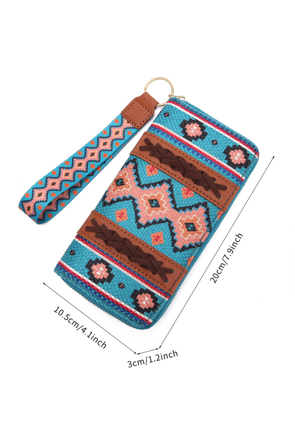 Ashleigh Blue Western Aztec Print PU Leather Wristlet Wallet