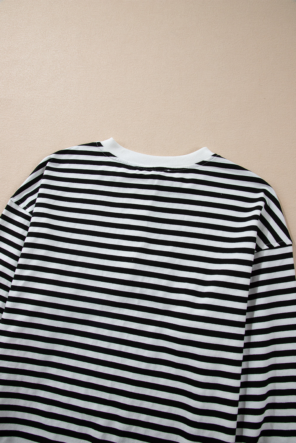 White Stripe Color Block Buttoned Crew Neck Oversized Sweatshirt