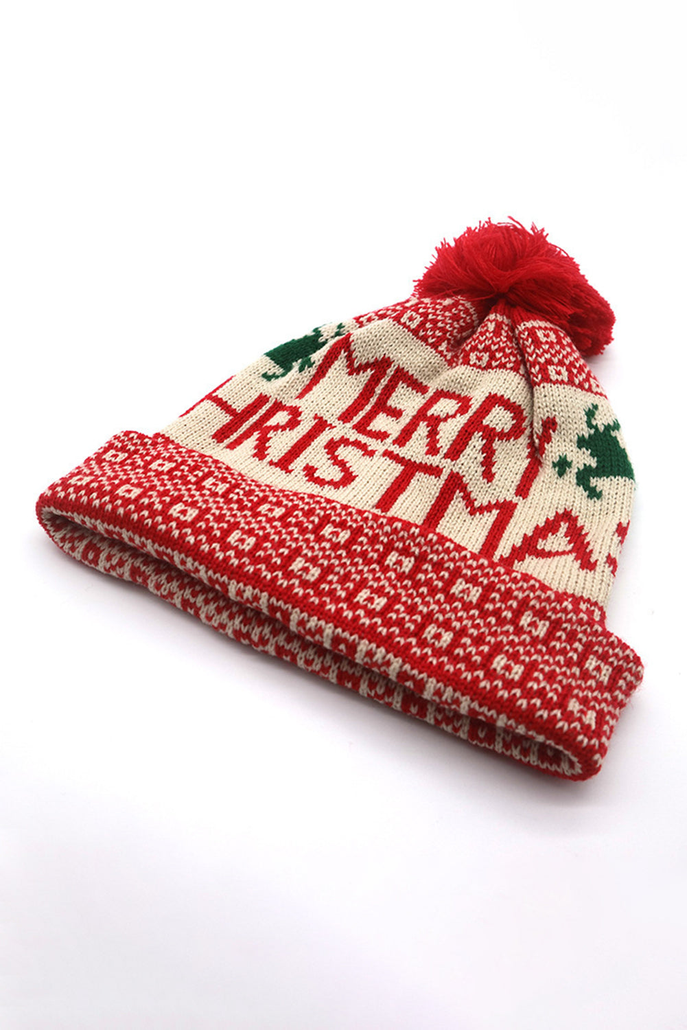 Fiery Red MERRY CHRISTMAS Winter Beanie Hat