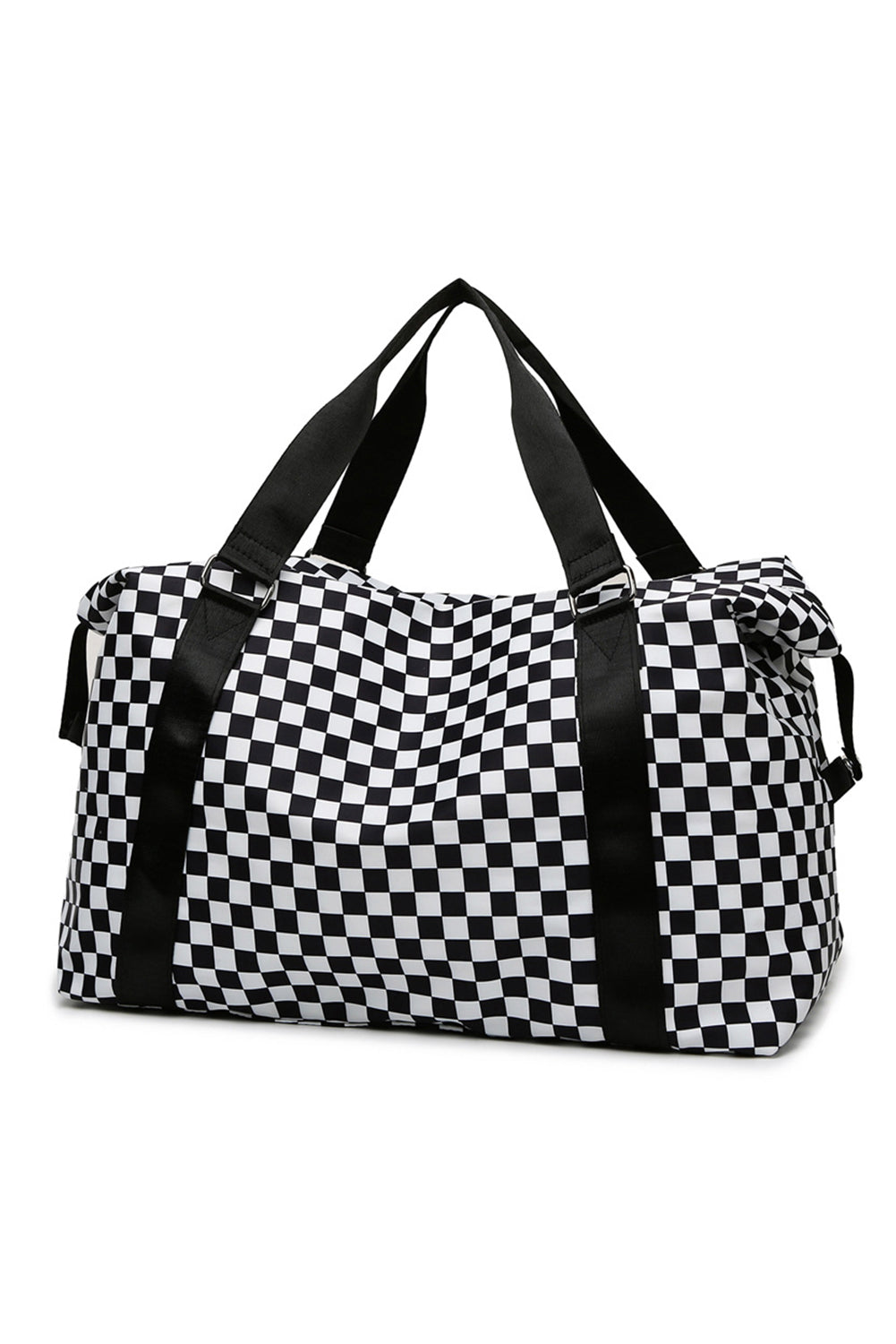 Black Checkered Print Large Capacity Tote Bag