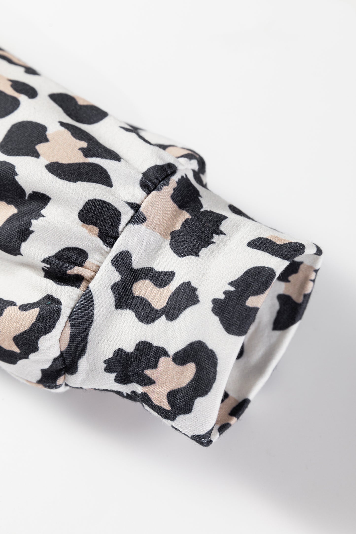 Black Color Block Leopard Patchwork Long Sleeve Casual Top