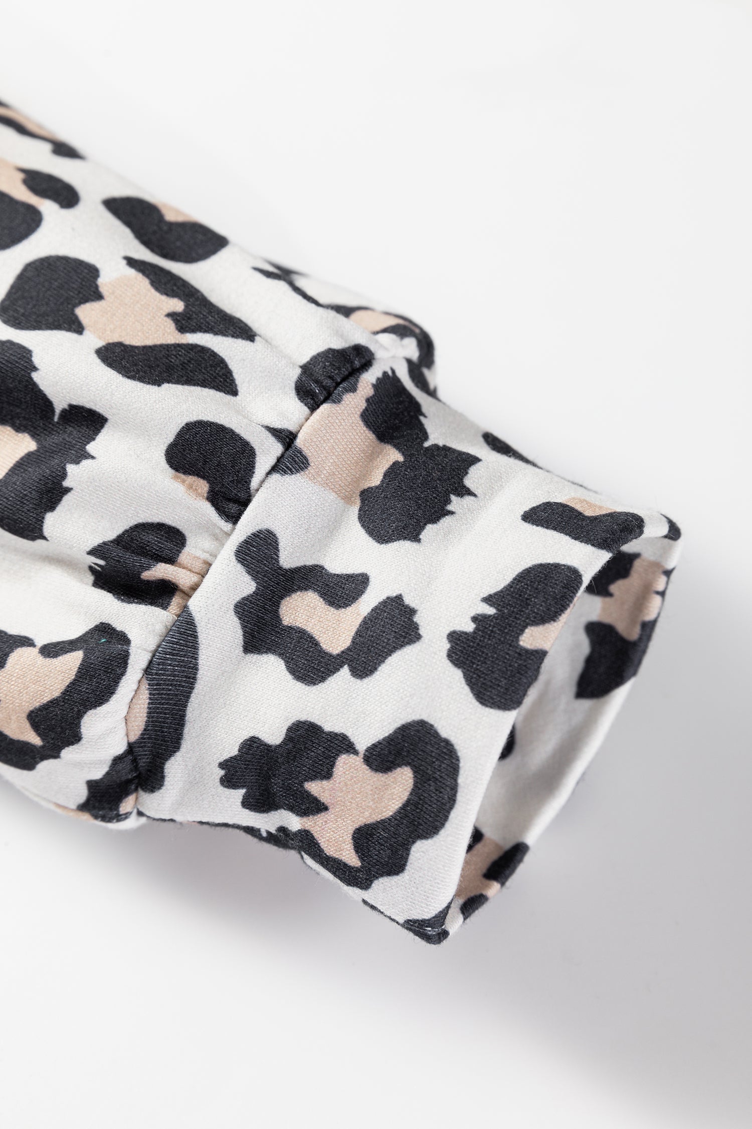 Black Color Block Leopard Patchwork Long Sleeve Casual Top