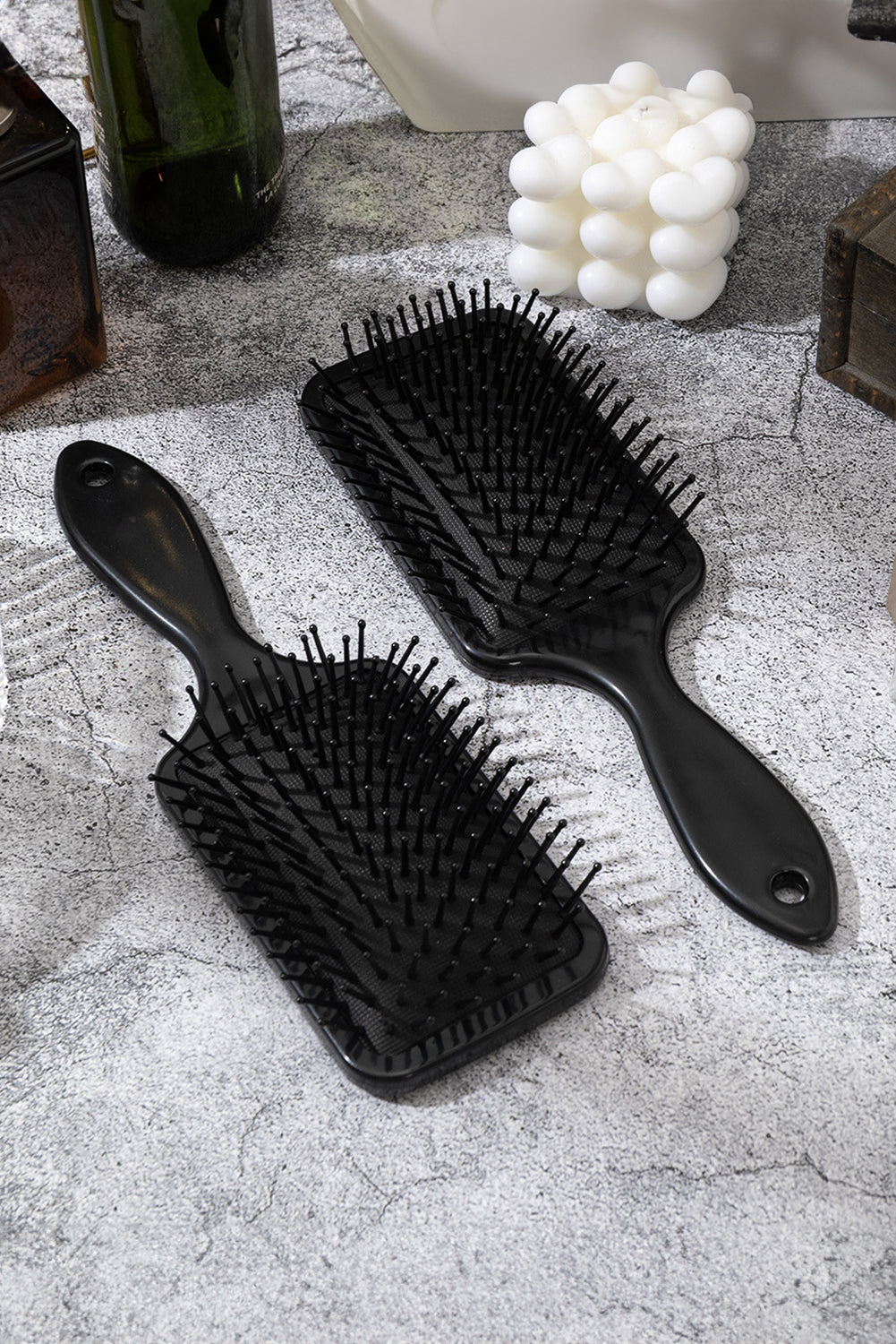 Black Gothic Flower Skull Print Air Cushion Comb