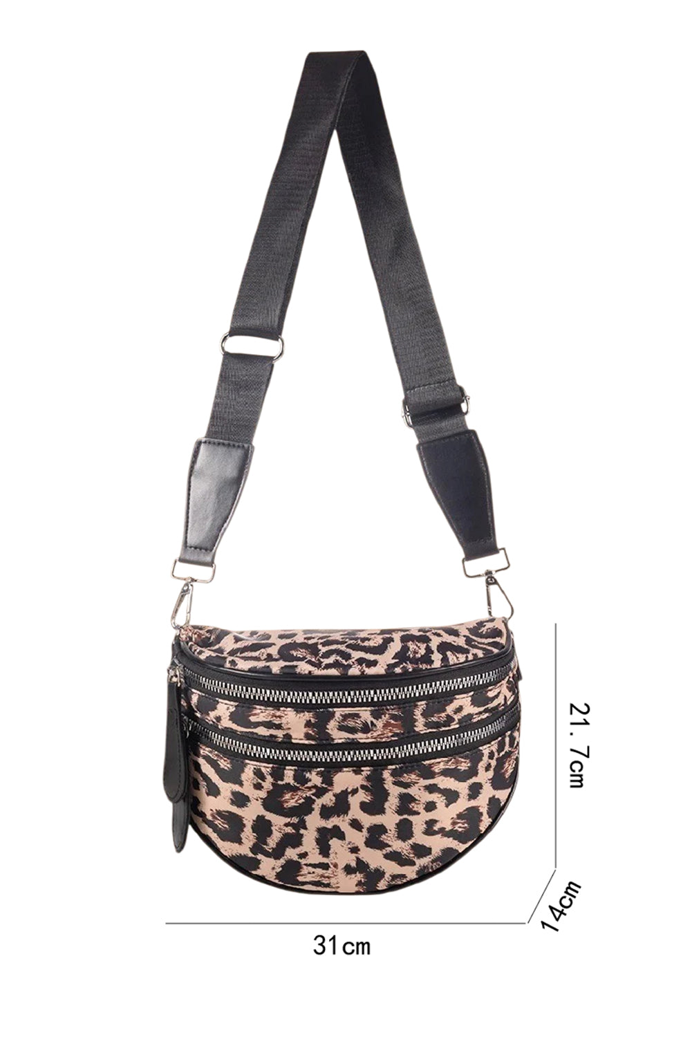 Coffee Camouflage Print Gold Chain Strap Double Zipper Crossbody Bag