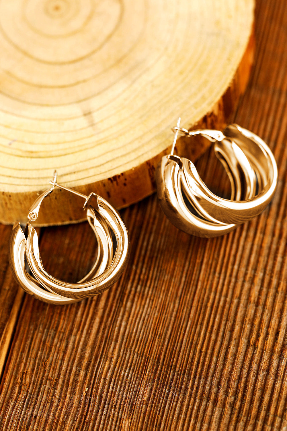 Gold Layered Hoop Studded Earrings