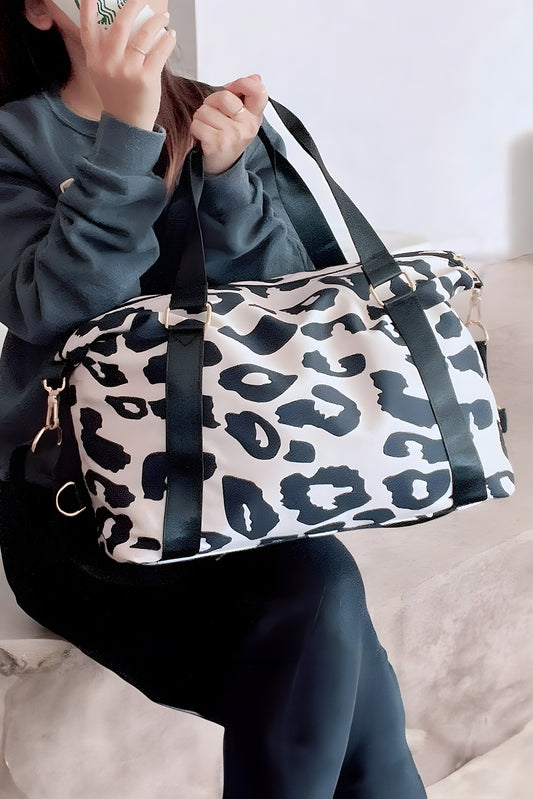 Color black Leopard Print Large Travel Bag