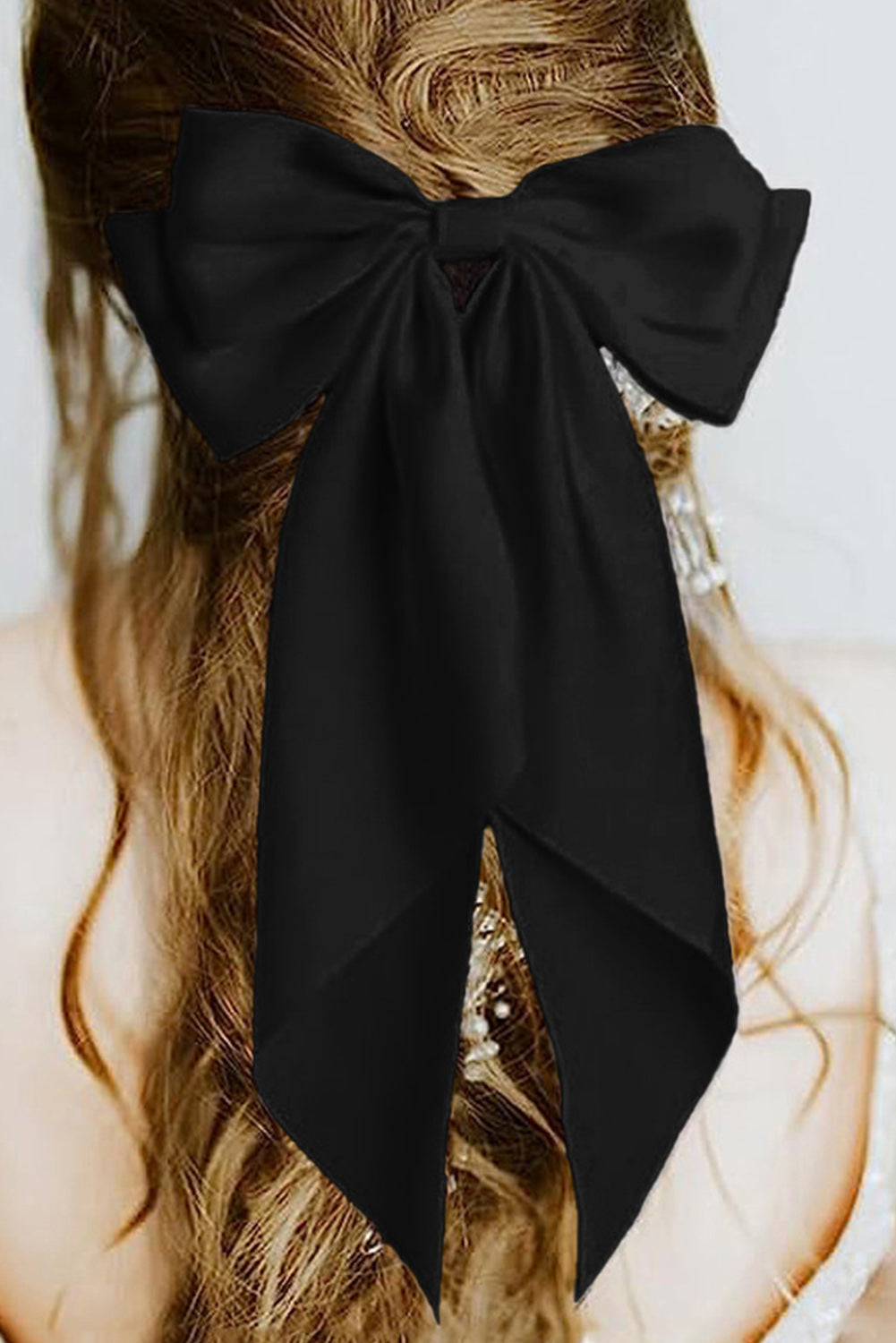 Black Oversized Ribbon Bowknot Satin Hair Clip