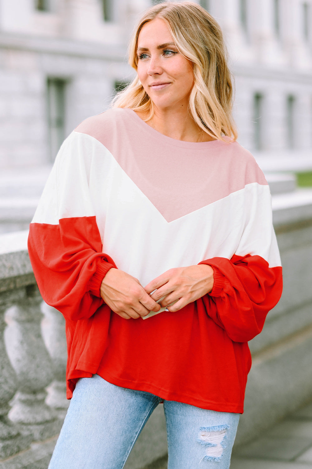 Orange Oversized Chevron Knit Top