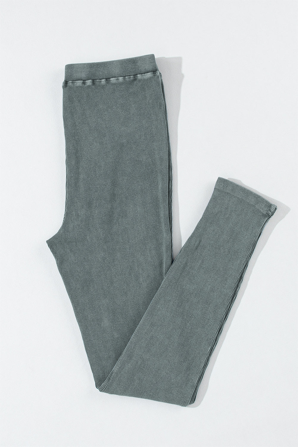 Dark Grey Vintage Wash Ribbed Leggings