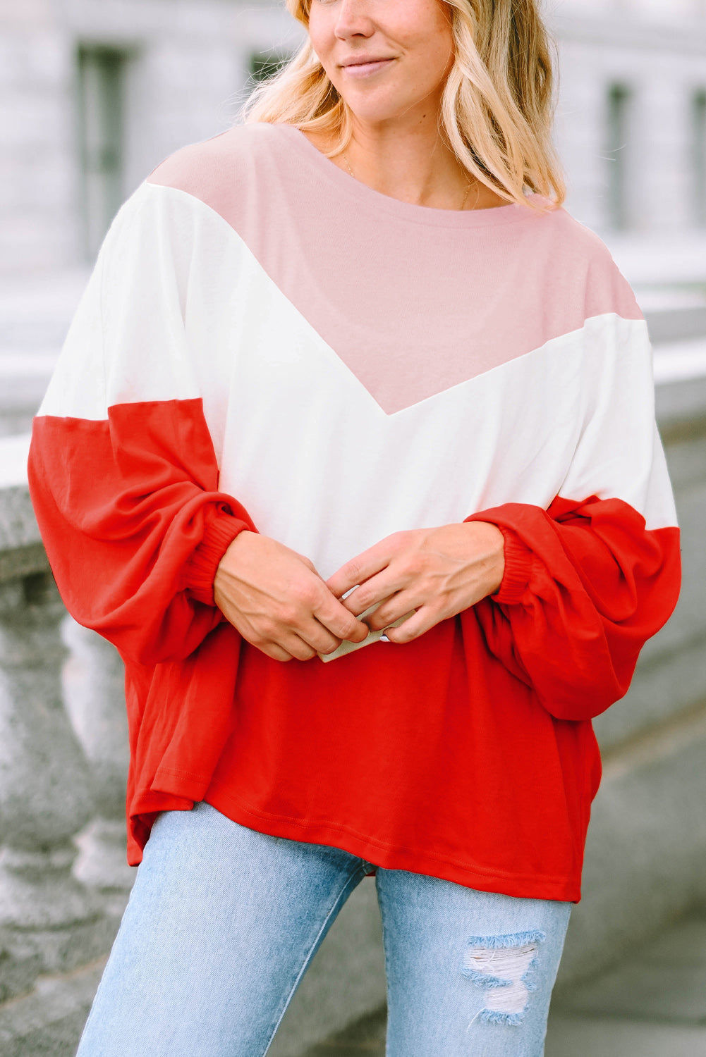 Orange Oversized Chevron Knit Top