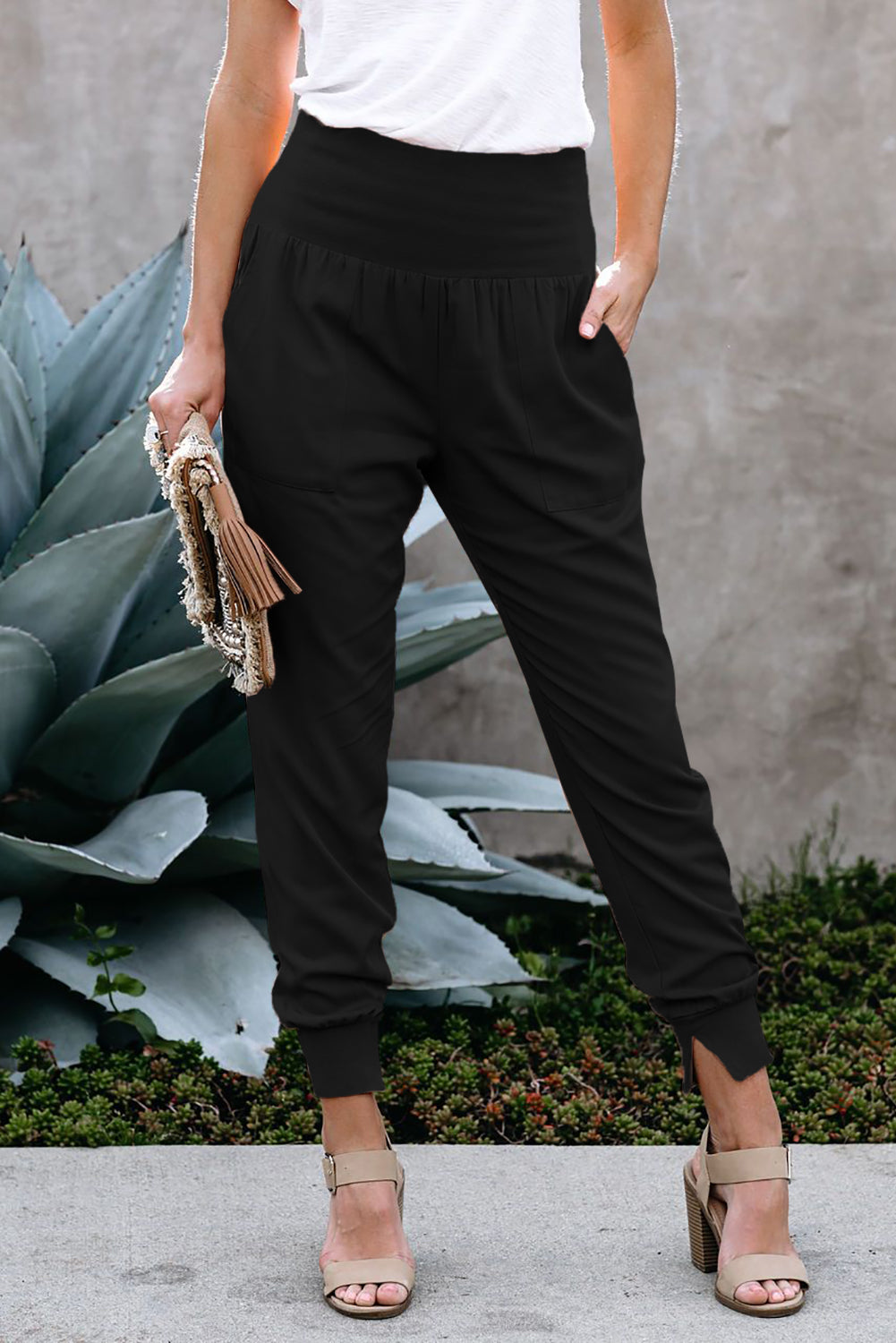 Black Pocketed Casual Joggers Emmeline s Fashion